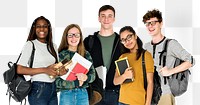 Students with books png sticker, transparent background