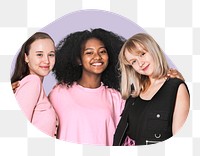 Teenage girls png badge sticker, transparent background