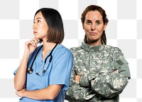 Nurse & soldier png sticker, transparent background