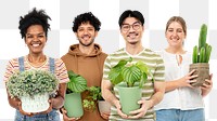 People with houseplants png sticker, transparent background