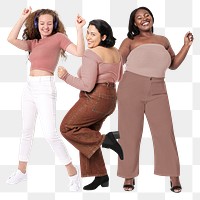 Diverse women dancing png sticker, transparent background