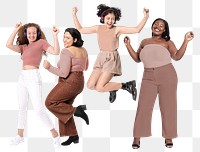 Diverse women dancing png sticker, transparent background