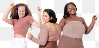 Diverse women dancing png sticker, transparent background