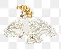 Cockatoo bird png sticker, vintage animal illustration, transparent background