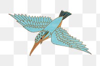 Kingfisher bird png sticker, vintage animal illustration, transparent background