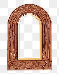 Carved wood png frame sticker, vintage ornament design, transparent background