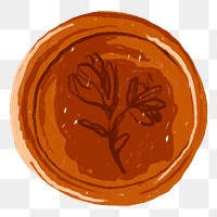 Floral wax seal png sticker, stationery doodle on transparent background