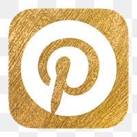 Pinterest icon for social media in gold design png. 13 MAY 2022 - BANGKOK, THAILAND