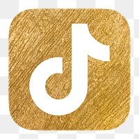 TikTok icon for social media in gold design png. 13 MAY 2022 - BANGKOK, THAILAND