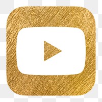 YouTube icon for social media in gold design png. 13 MAY 2022 - BANGKOK, THAILAND