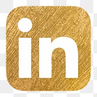 LinkedIn icon for social media in gold design png. 13 MAY 2022 - BANGKOK, THAILAND