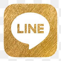 LINE icon for social media in gold design png. 13 MAY 2022 - BANGKOK, THAILAND