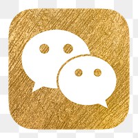 WeChat icon for social media in gold design png. 13 MAY 2022 - BANGKOK, THAILAND