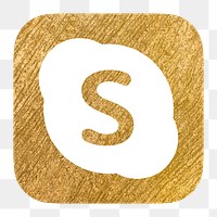 Skype icon for social media in gold design png. 13 MAY 2022 - BANGKOK, THAILAND