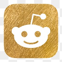 Reddit icon for social media in gold design png. 13 MAY 2022 - BANGKOK, THAILAND