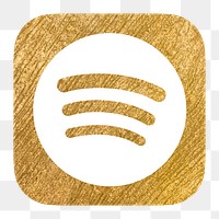 Spotify icon for social media in gold design png. 13 MAY 2022 - BANGKOK, THAILAND