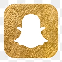 Snapchat icon for social media in gold design png. 13 MAY 2022 - BANGKOK, THAILAND