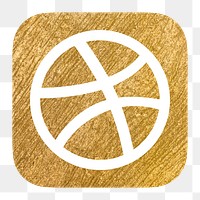 Dribbble icon for social media in gold design png. 13 MAY 2022 - BANGKOK, THAILAND