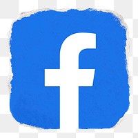 Facebook icon for social media in ripped paper design png. 13 MAY 2022 - BANGKOK, THAILAND