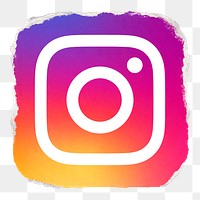 Instagram icon for social media in ripped paper design png. 13 MAY 2022 - BANGKOK, THAILAND