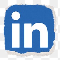 LinkedIn icon for social media in ripped paper design png. 13 MAY 2022 - BANGKOK, THAILAND