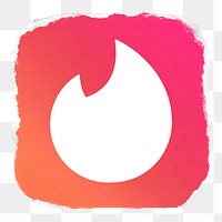 Tinder icon for social media in ripped paper design png. 13 MAY 2022 - BANGKOK, THAILAND