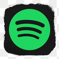 Spotify icon for social media in ripped paper design png. 13 MAY 2022 - BANGKOK, THAILAND