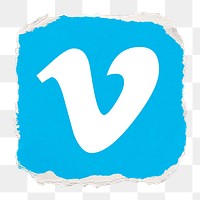 Vimeo icon for social media in ripped paper design png. 13 MAY 2022 - BANGKOK, THAILAND