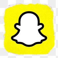 Snapchat icon for social media in ripped paper design png. 13 MAY 2022 - BANGKOK, THAILAND