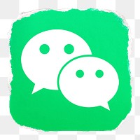 WeChat icon for social media in ripped paper design png. 13 MAY 2022 - BANGKOK, THAILAND