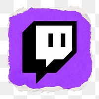 Twitch icon for social media in ripped paper design png. 13 MAY 2022 - BANGKOK, THAILAND