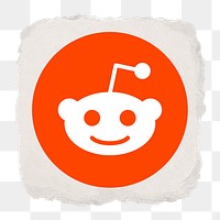 Reddit icon for social media in ripped paper design png. 13 MAY 2022 - BANGKOK, THAILAND