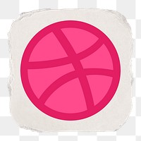 Dribbble icon for social media in ripped paper design png. 13 MAY 2022 - BANGKOK, THAILAND