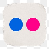 Flickr icon for social media in ripped paper design png. 13 MAY 2022 - BANGKOK, THAILAND