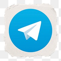 Telegram icon for social media in ripped paper design png. 13 MAY 2022 - BANGKOK, THAILAND