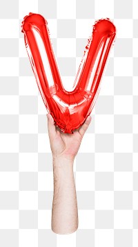 Letter V balloon png sticker, red alphabet element, transparent background