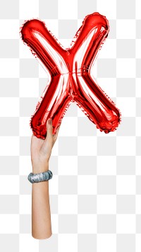 Letter X balloon png sticker, red alphabet element, transparent background