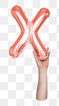 X letter balloon png sticker, pink alphabet element, transparent background