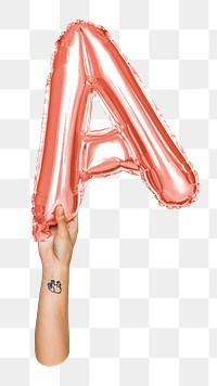 Letter A balloon png sticker, alphabet element, transparent background