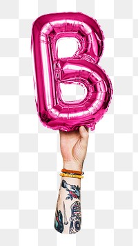 B letter balloon png sticker, pink alphabet element, transparent background