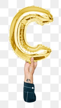 Letter C png gold balloon sticker, alphabet element, transparent background
