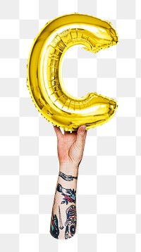 Letter C png gold balloon sticker, alphabet element, transparent background