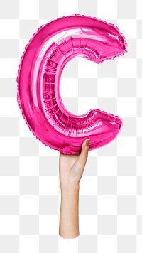 C letter balloon png sticker, pink alphabet element, transparent background