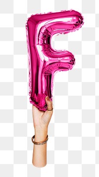 F letter balloon png sticker, pink alphabet element, transparent background