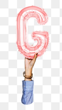 G letter balloon png sticker, pink alphabet element, transparent background