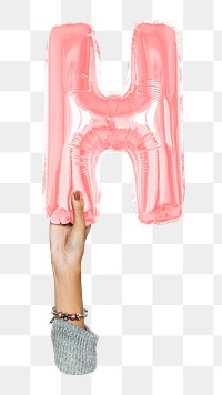 H letter balloon png sticker, pink alphabet element, transparent background