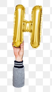Letter H png gold balloon sticker, alphabet element, transparent background