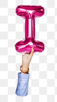 I letter balloon png sticker, pink alphabet element, transparent background