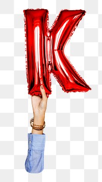Letter K balloon png sticker, red alphabet element, transparent background