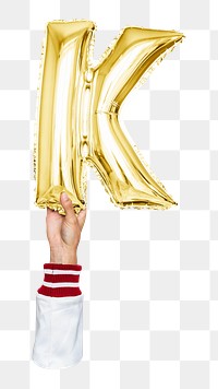 Letter K png gold balloon sticker, alphabet element, transparent background